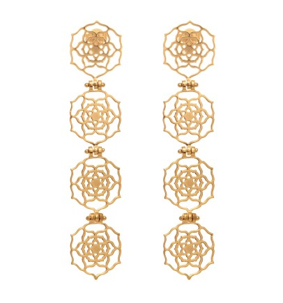 Lotus Drop Earrings, Gold, £220