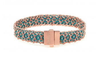 Turquoise and rose gold Silk Weaved bracelet, £240