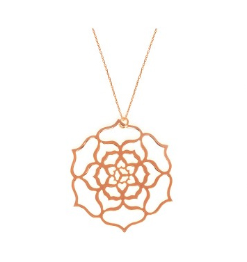 Rose gold Lotus Pendant, £250