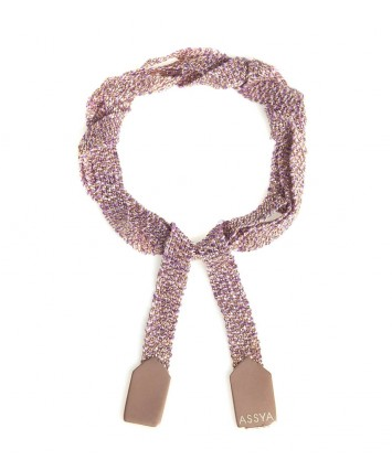 Lilac and rose gold Silk Weaved Wrap bracelet, £280